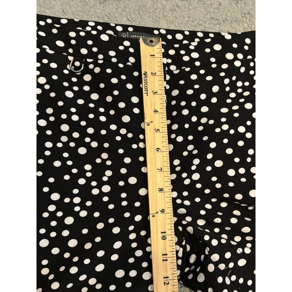 Adrianna Papell Pants Womens 12 Black White Polka Dot Slim Ankle Trousers